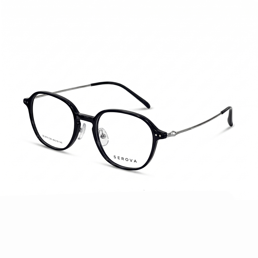 【SEROVA】SC878 C36 方框光學眼鏡♣(黑銀)
