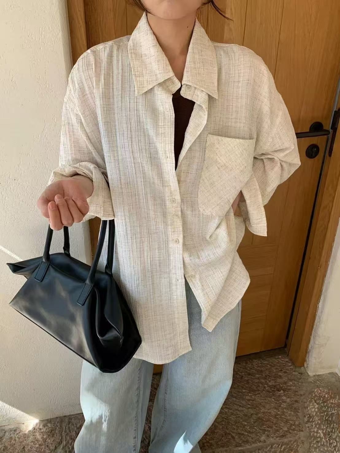 795 條紋麻料襯衫