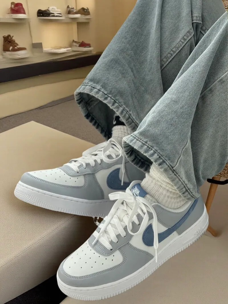 <撿便宜囉> NG-Nike Air Force 1 Low 灰藍 拼接麂皮