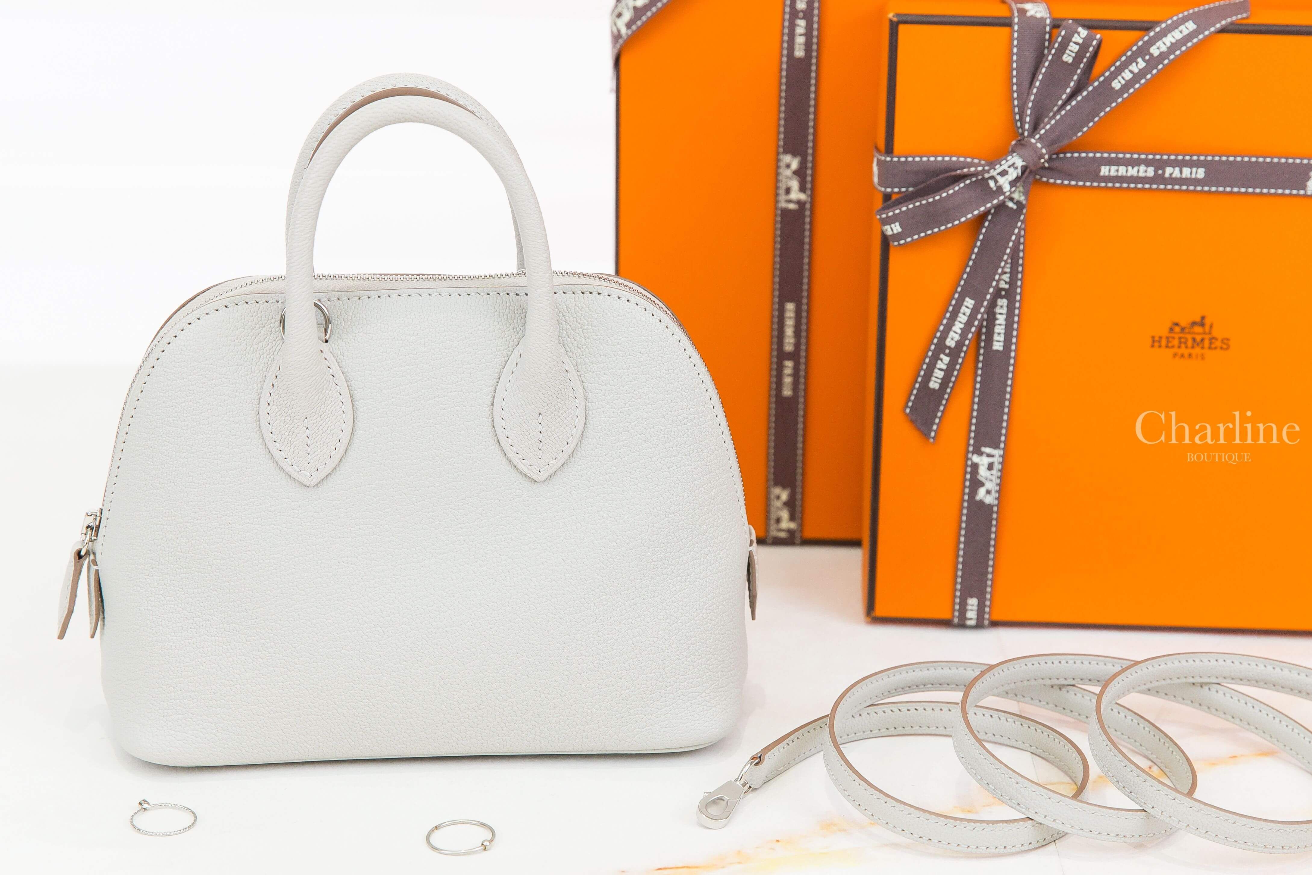 Hermès Bolide 1923 Mini 80 Gris Perle Chevre Mysore 珍珠灰銀釦迷你手提肩背包