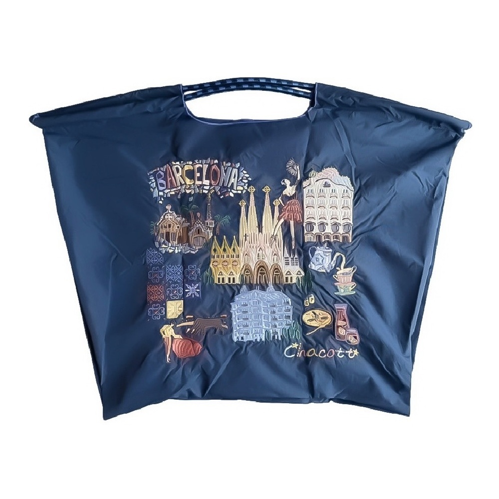 Ball＆Chain 刺繡環保購物袋 L號 - 深藍 (270410040861029)