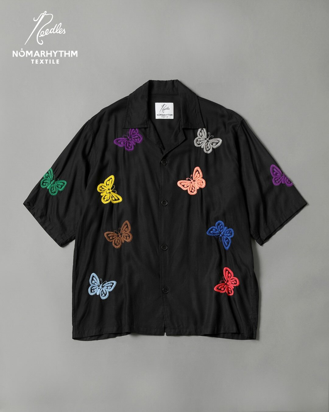 2026SS NEEDLES NOMARHYTHM TEXTILE Cabana Shirt Papillon Embroidered 聯名 蝴蝶 刺繡 短袖 襯衫 現貨 N41 - NN EM 01