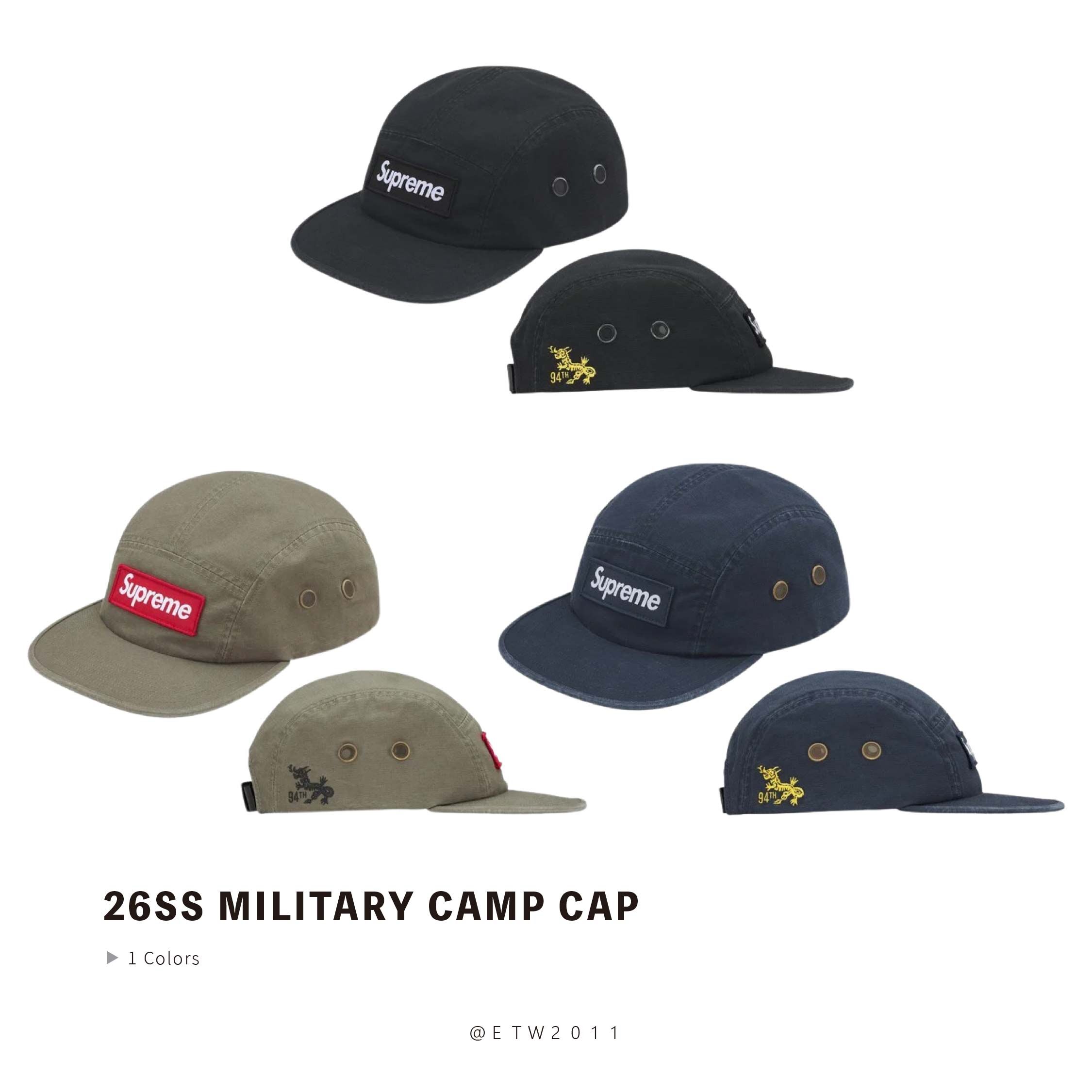 ☆ETW☆【EASY TO WEAR】SUPREME 26SS Military Camp Cap 五分割 龍 刺繡 帽