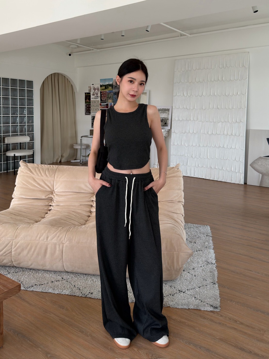 歐美休閒感彈性套裝(附BRA)