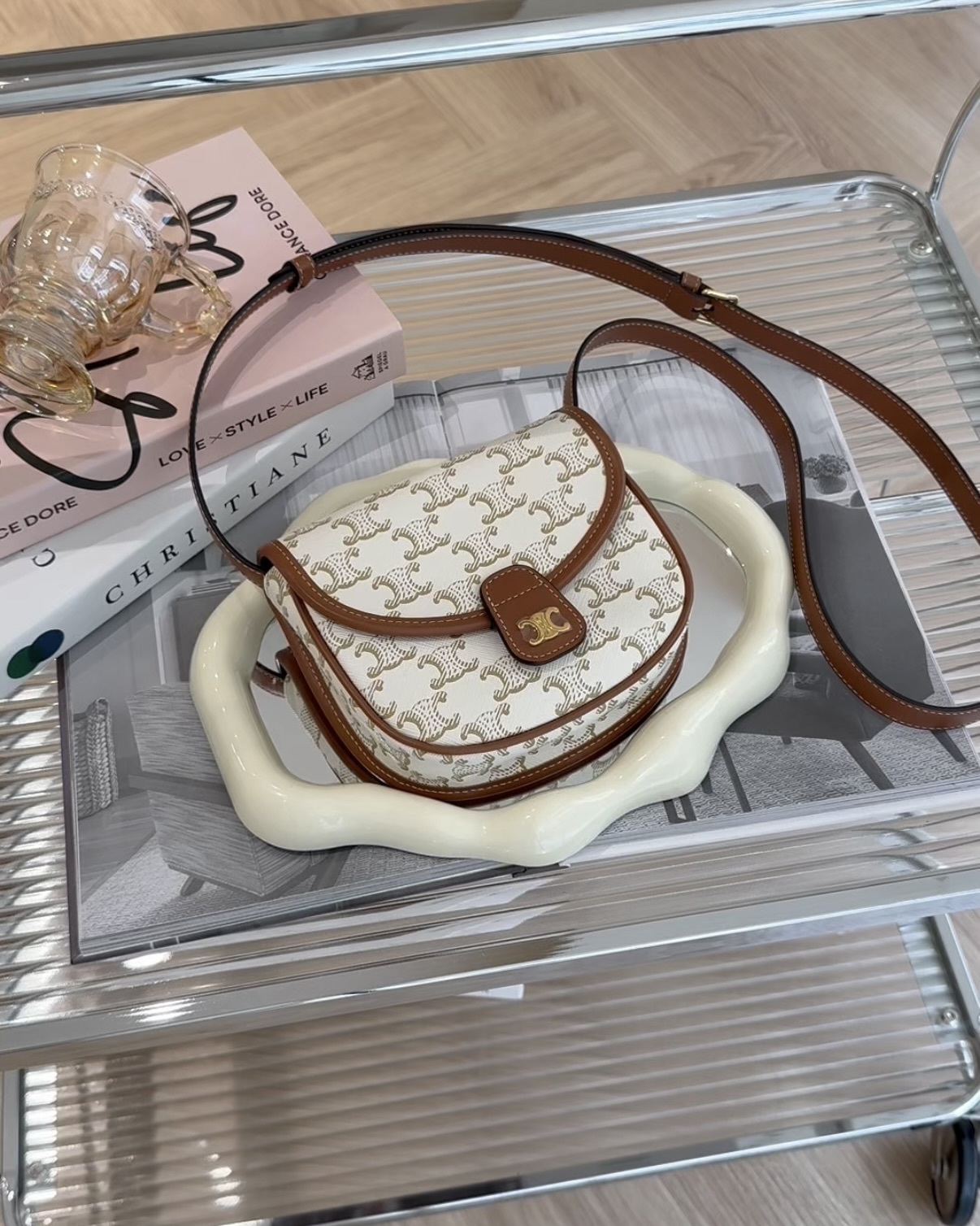 CELINE｜凱旋門小馬鞍 白老花