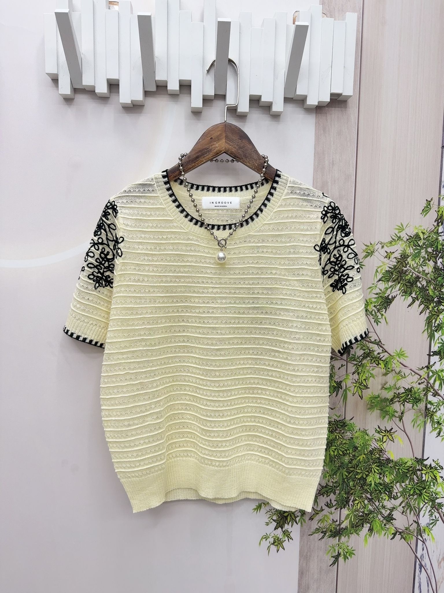 In 牌子民族花拼針織top ～161B