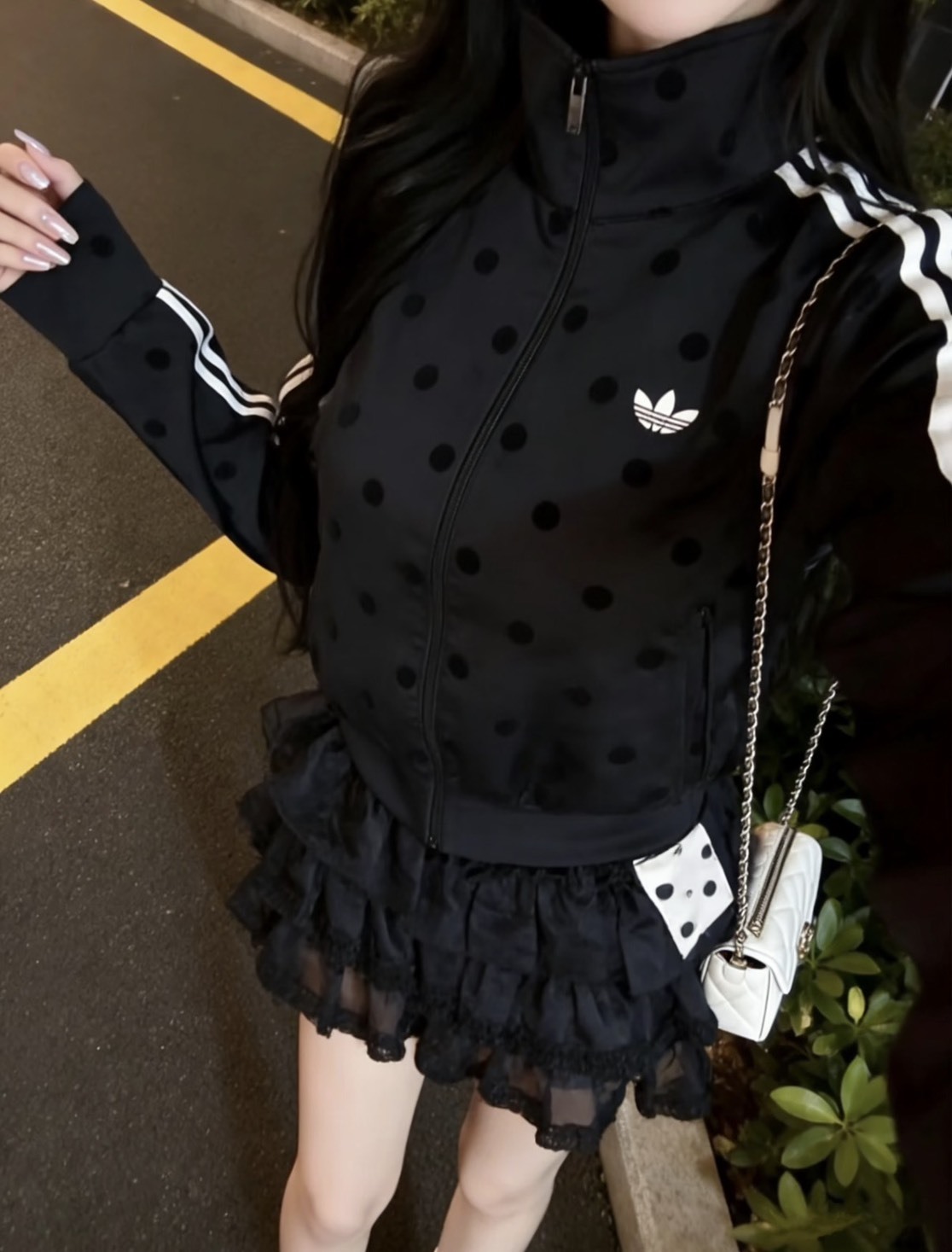 ADIDAS Originals statin 緞面波點短版外套 多色可選