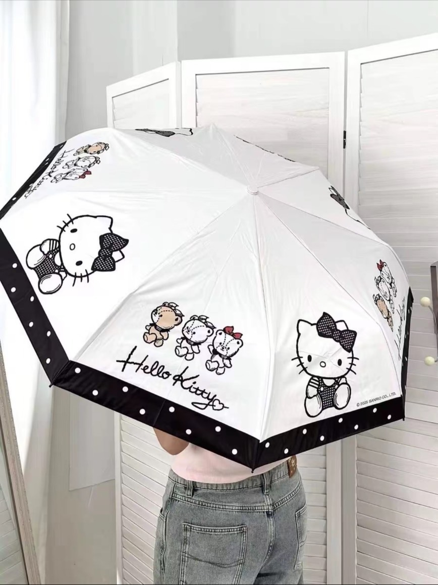 正版授權 SANRIO 三麗鷗 KITTY 三折自動傘 折疊傘 防曬防紫外線 晴雨兩用