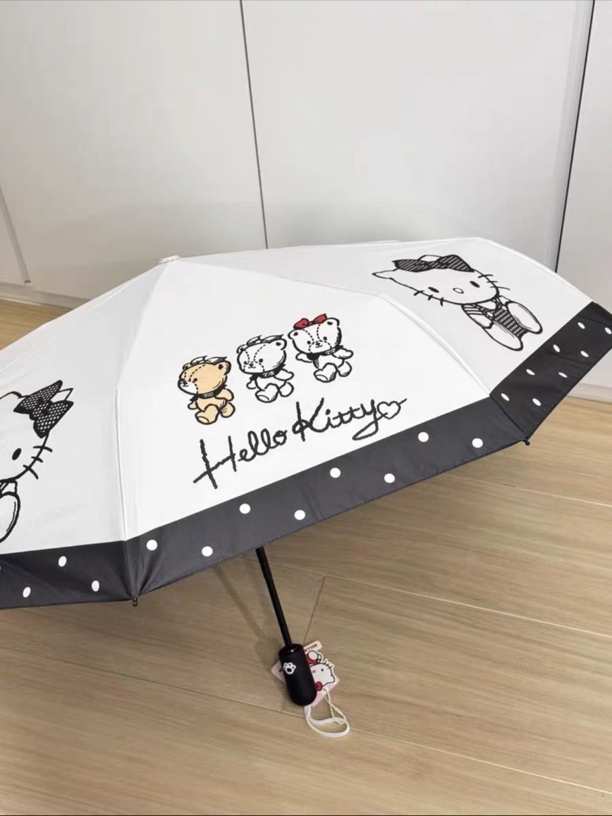 正版授權 SANRIO 三麗鷗 KITTY 三折自動傘 折疊傘 防曬防紫外線 晴雨兩用