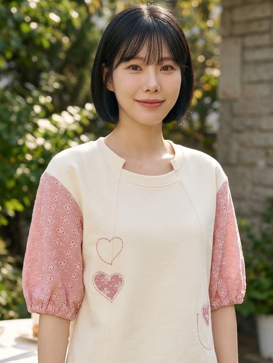 Y牌子通花袖拼心型圖top ～161L