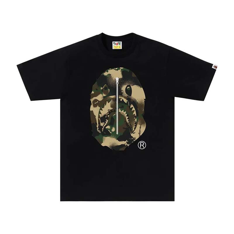 BAPE Map Camo Ape Head Shark Tee 猿人 鯊魚 迷彩 短袖 黑色 1L30110023-BN [台灣現貨]