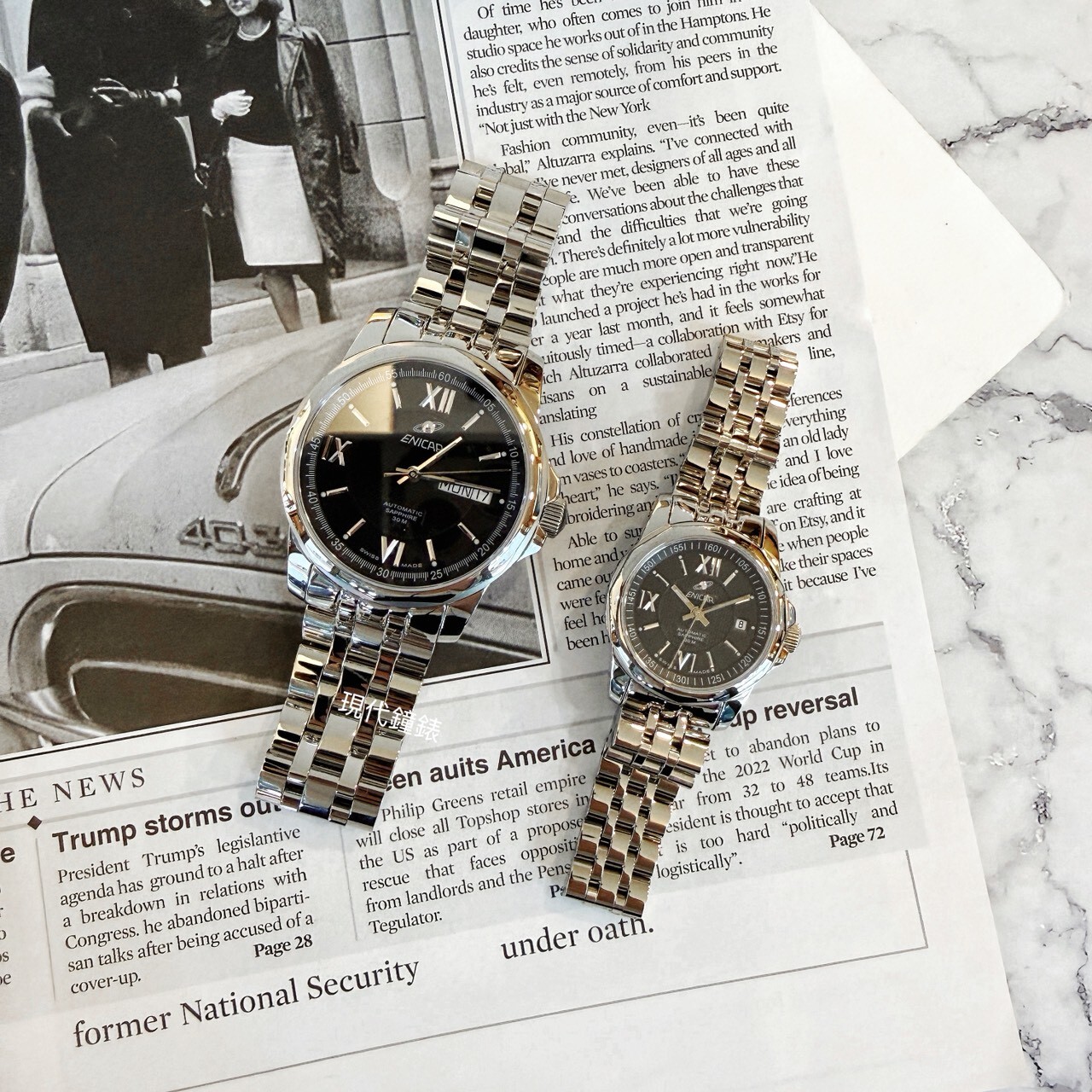 【ENICAR英納格】藍牌系列 自動機械腕錶168/51/326AB(38mm)/771/51/326AB(26mm) 現代鐘錶