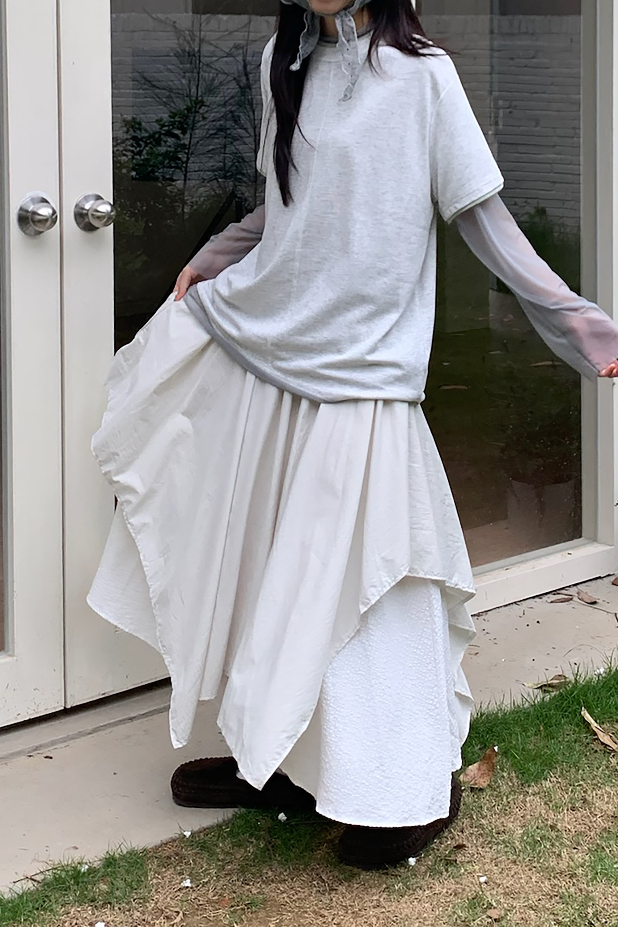 April｜日系拼接層次半裙 2色