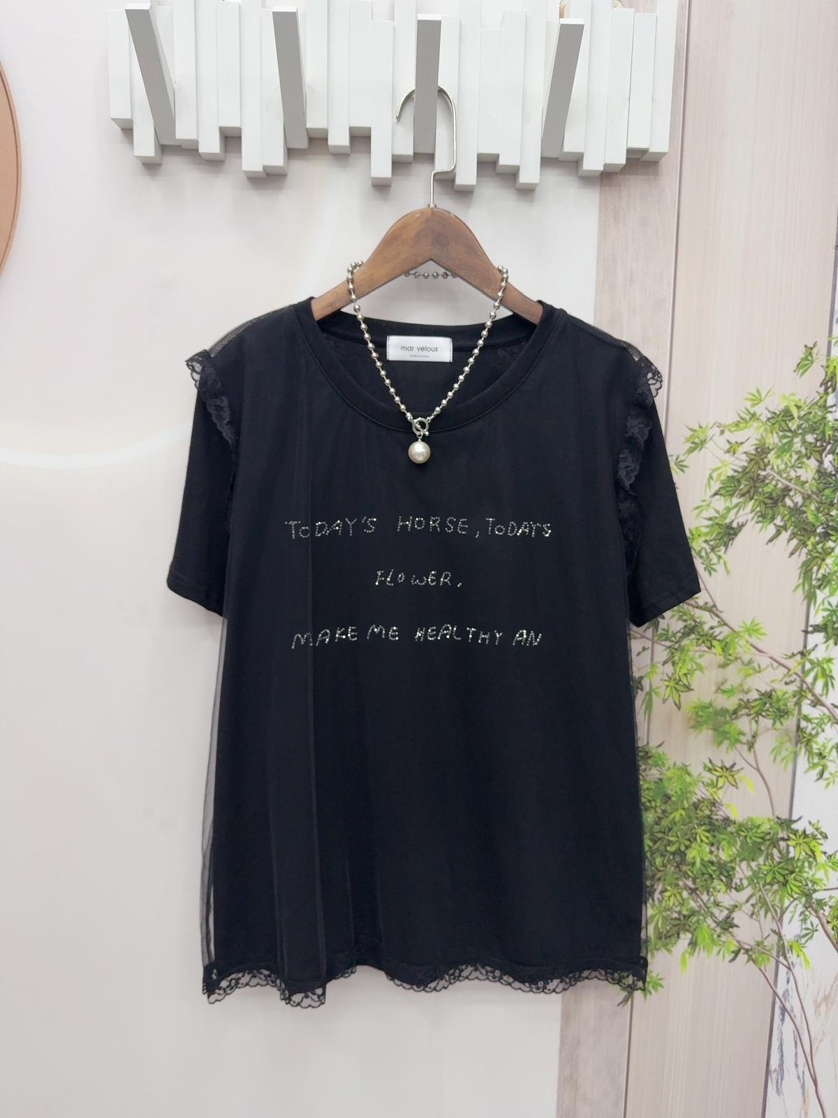 Ma牌子lace拼英文字top ～161R