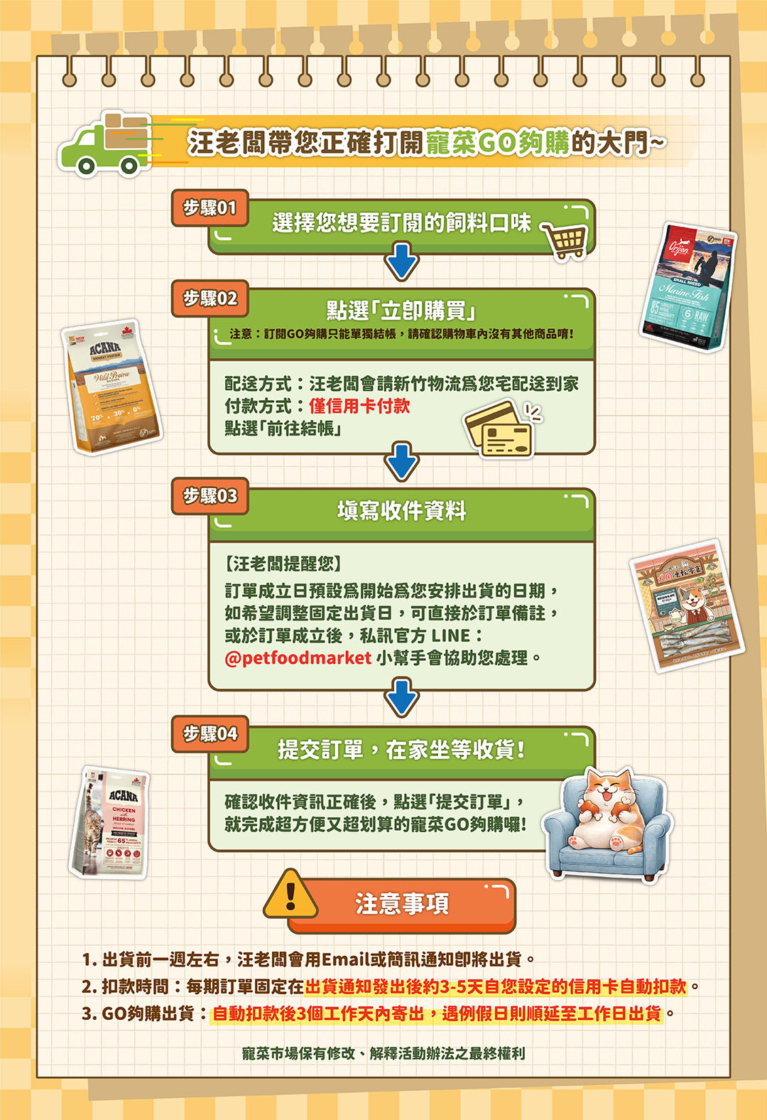 寵菜市場-飼料-定期購-愛肯拿-acana-貓飼料-無穀-有穀