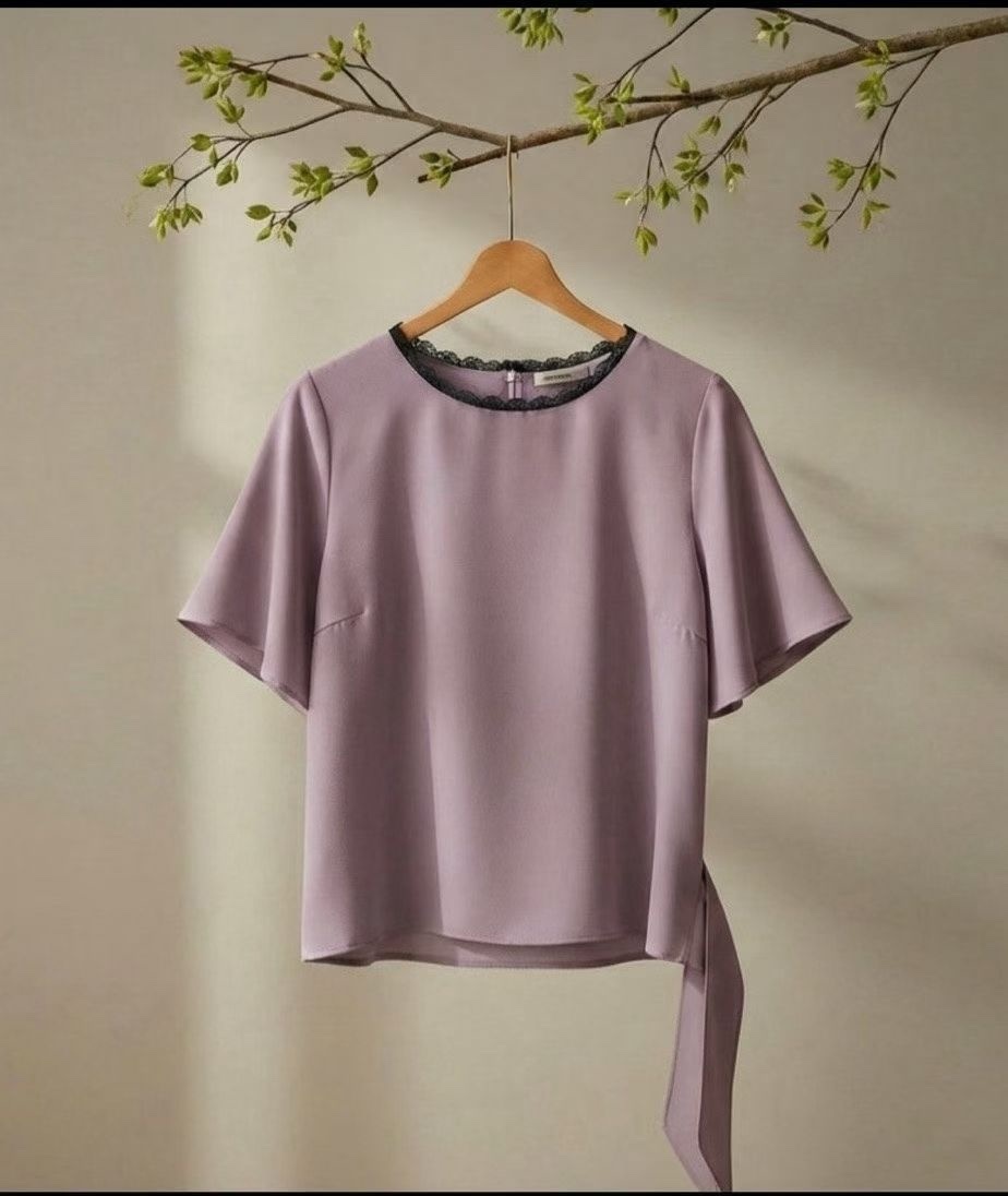 G牌子lace領淨色top ～161Z