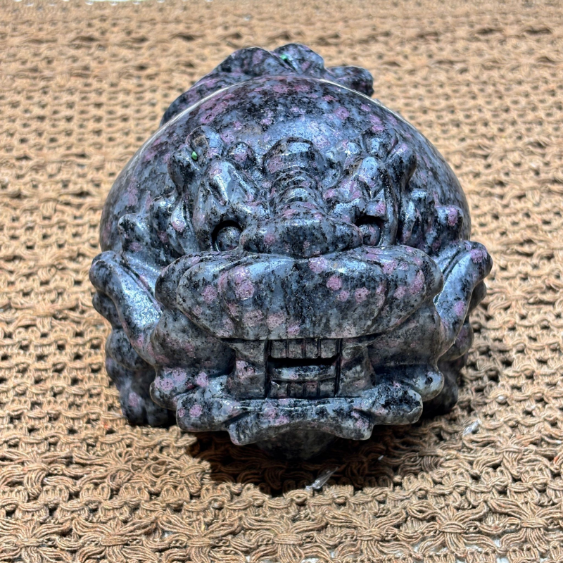 HKHG0430-086 火焰石緋斑龍首 龍頭雕刻擺件 (A86)