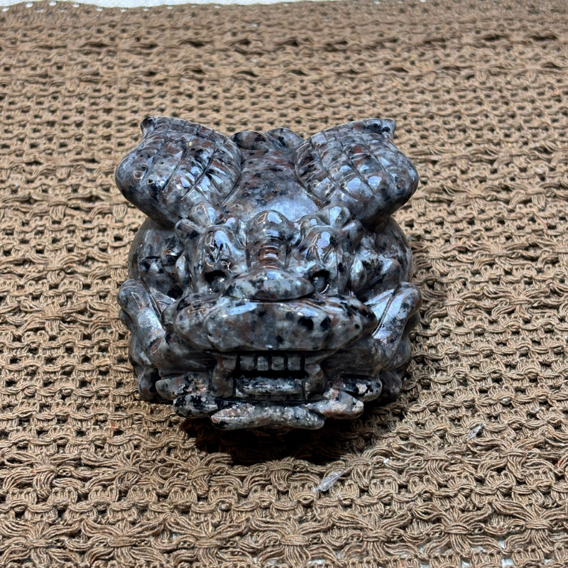 HKHG0430-085 火焰石焰紋龍瑞 龍頭雕刻擺件 (A85)