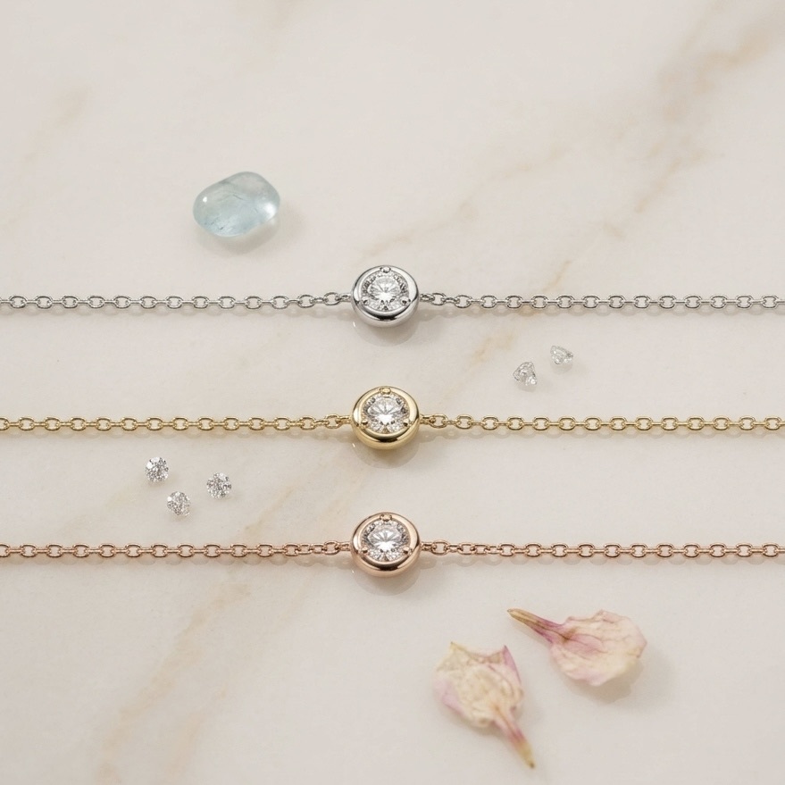 18K金泡泡鑽石手鏈 - 圓形