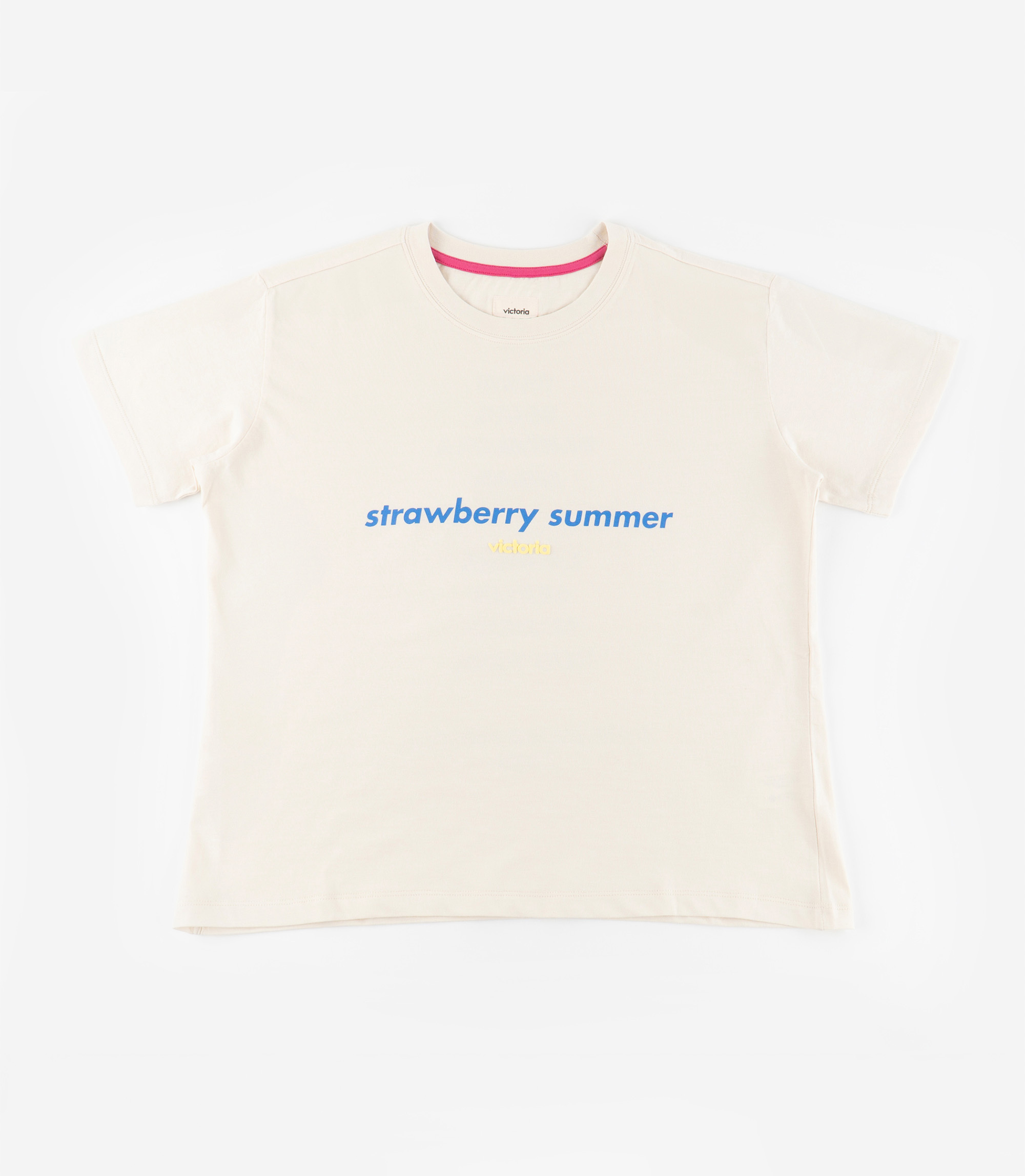 Victoria 女款純棉短袖T恤(米白)