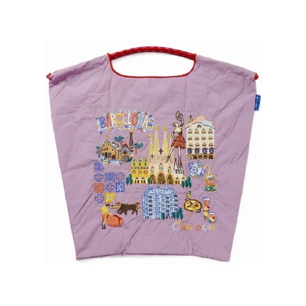 Ball＆Chain 刺繡環保購物袋 M號 - 粉紫 (270410040961043)