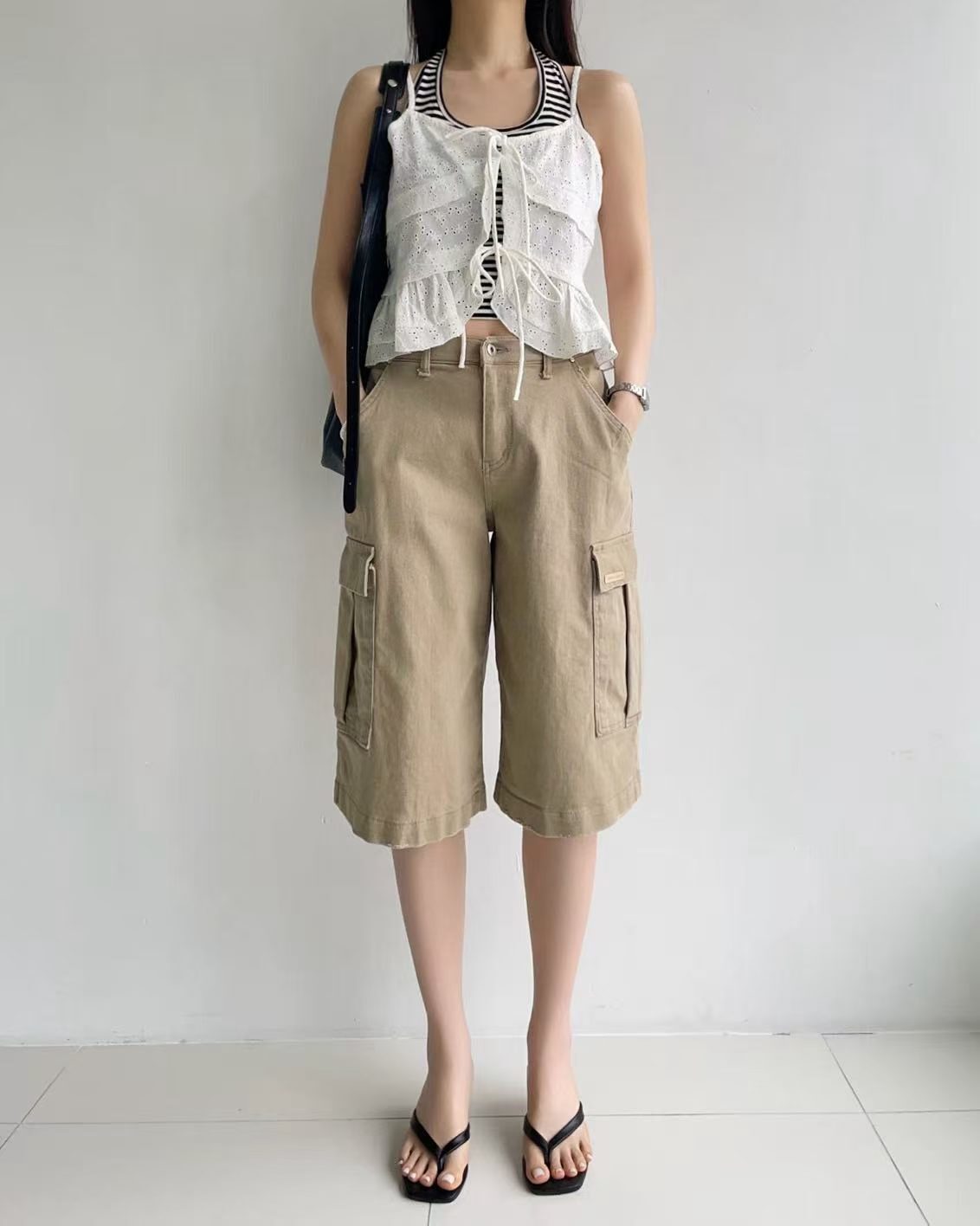 HL6046 型格工裝5分牛仔褲