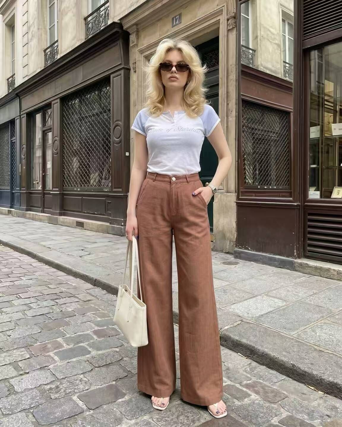 HL313 直筒百搭高腰牛仔褲