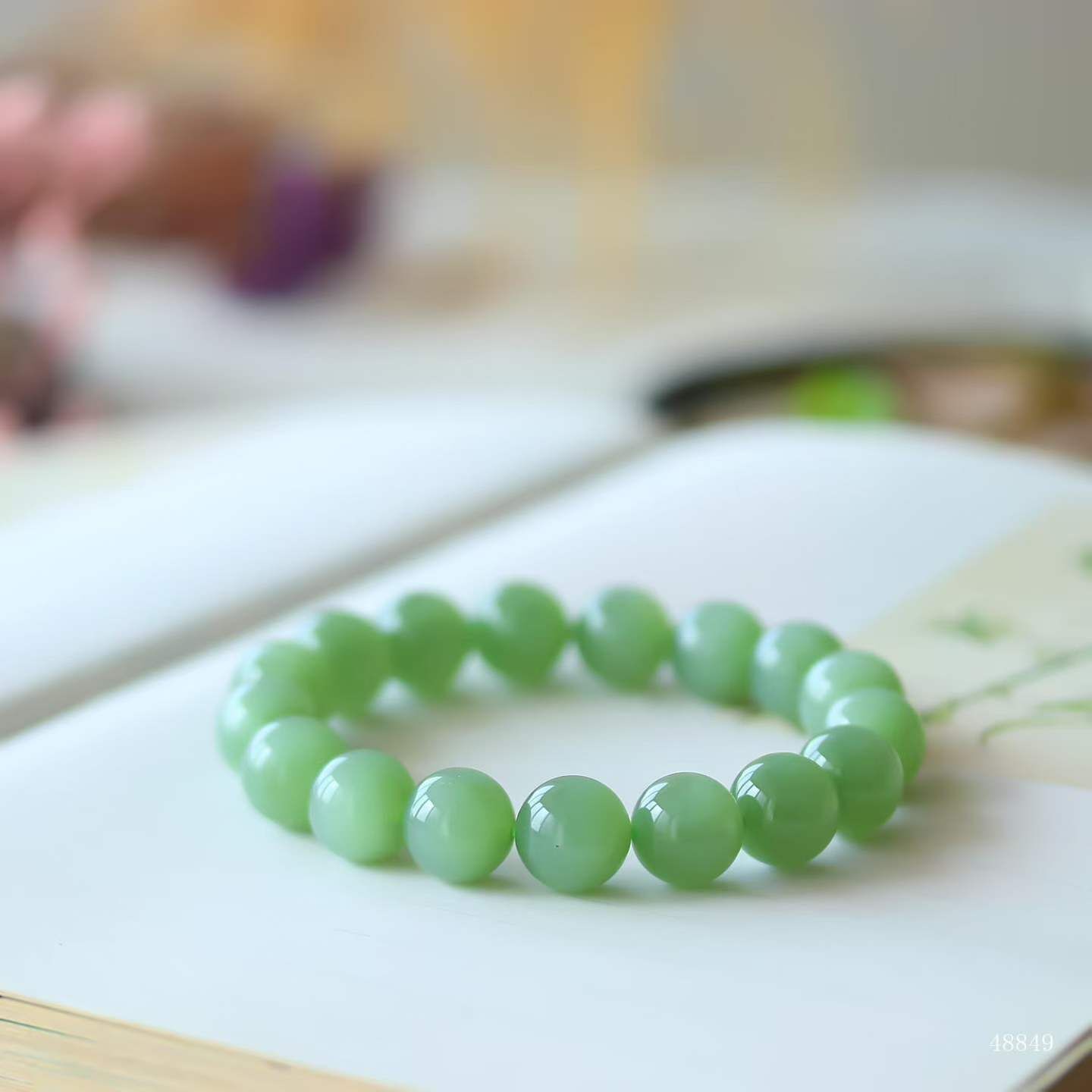 416141 和田玉碧玉手串 (12mm直徑)