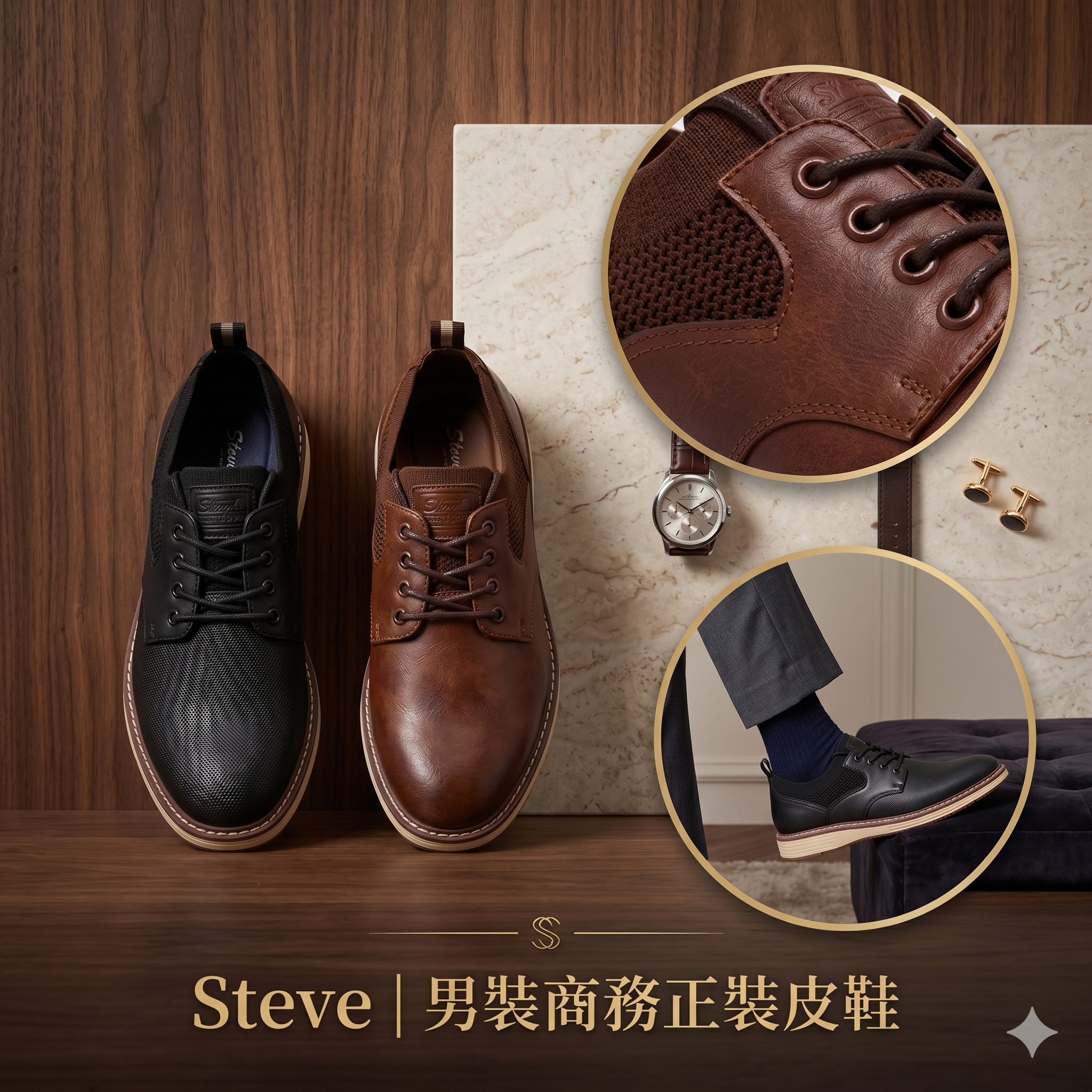 【預購】H043028 Steve  男裝商務正裝皮鞋
