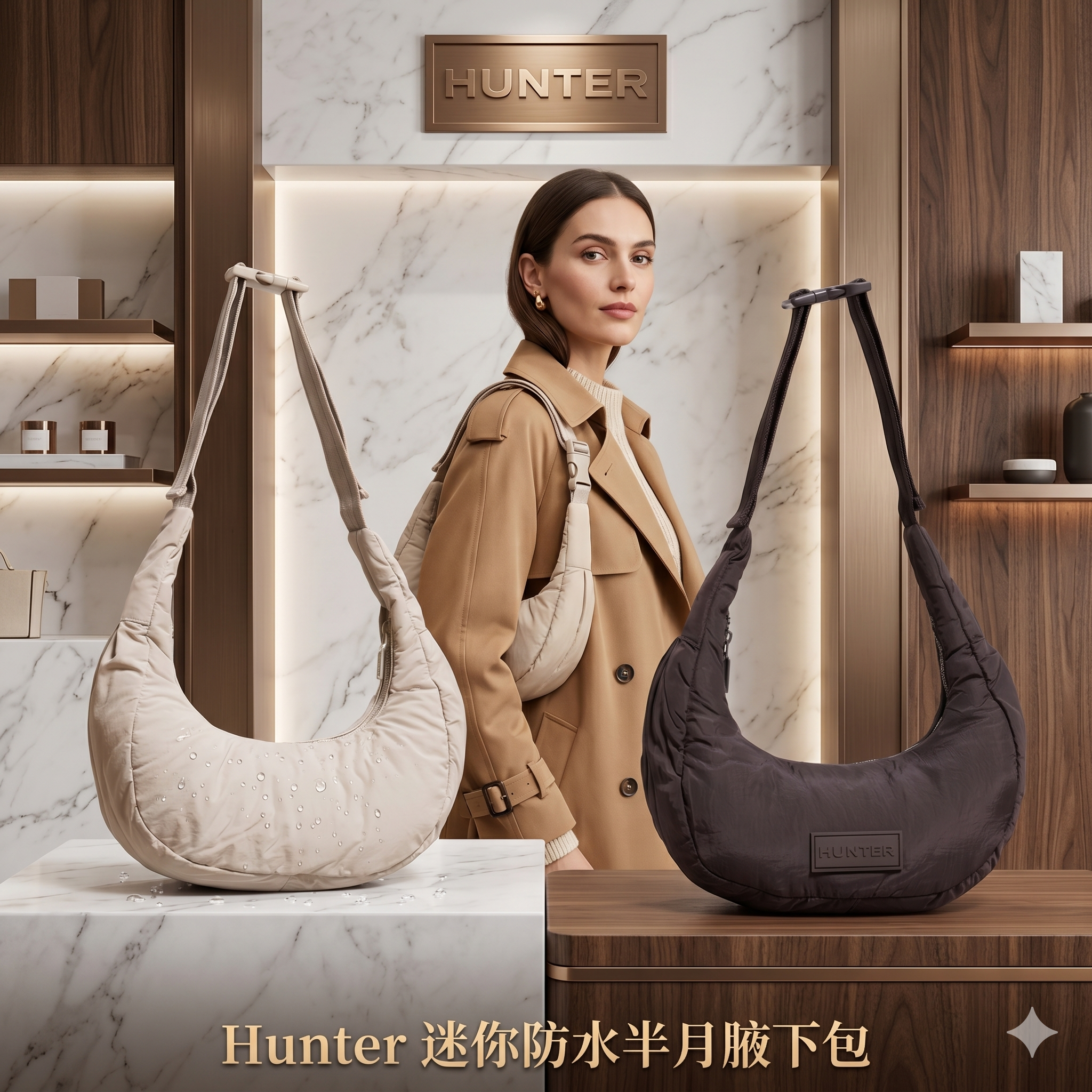 【預購】H043027 Hunter  迷你防水半月腋下包