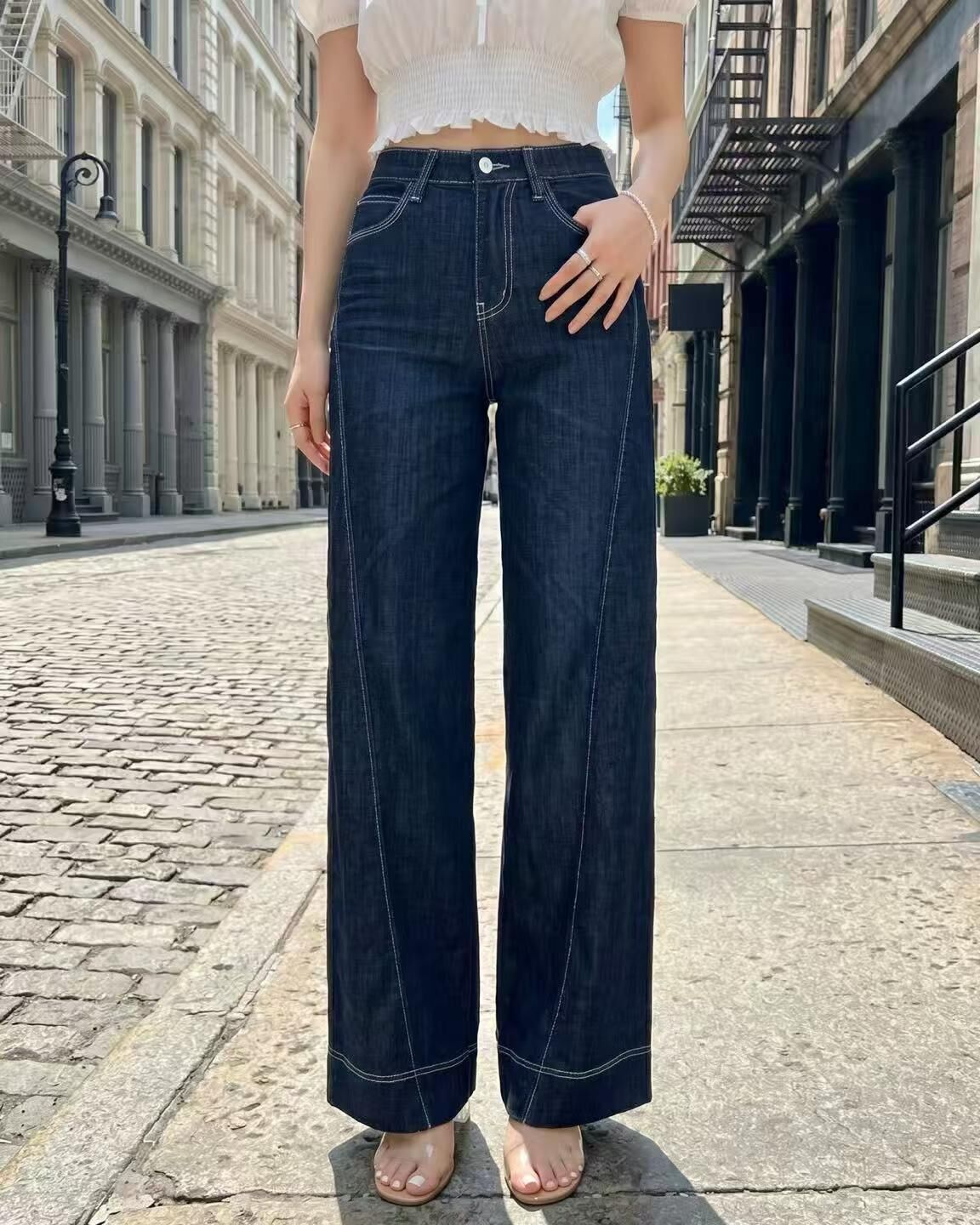 HL6089 明綫復古直筒牛仔褲