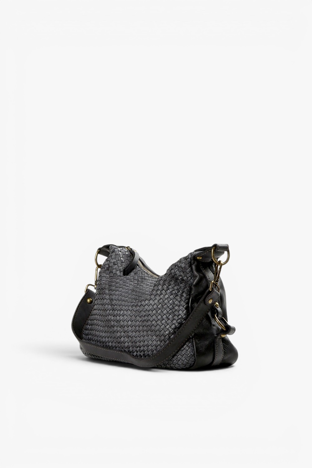 Giuliall 鞣革細編織中型肩包 深灰