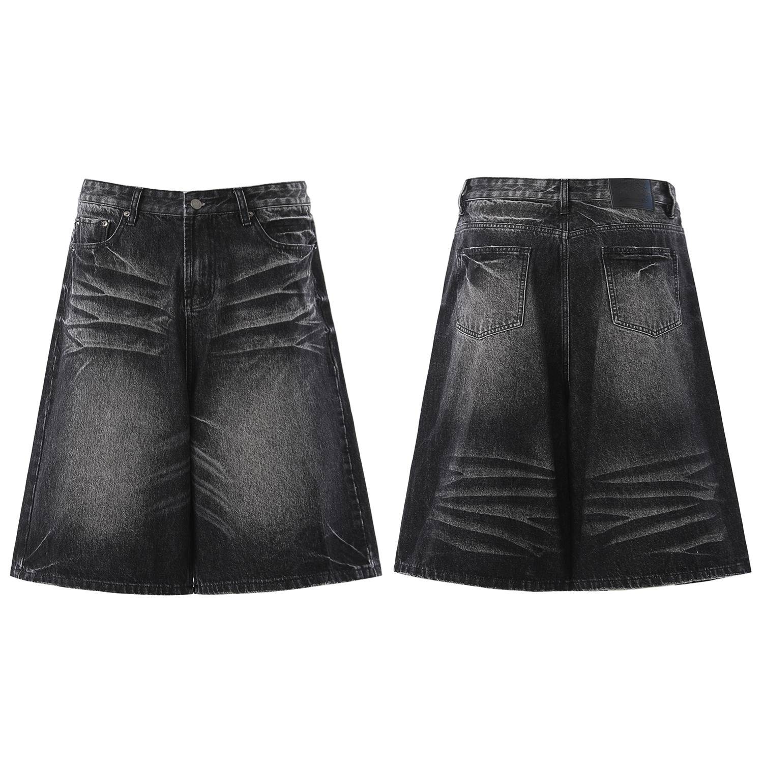 《S.V》重工水洗磨白牛仔七分褲