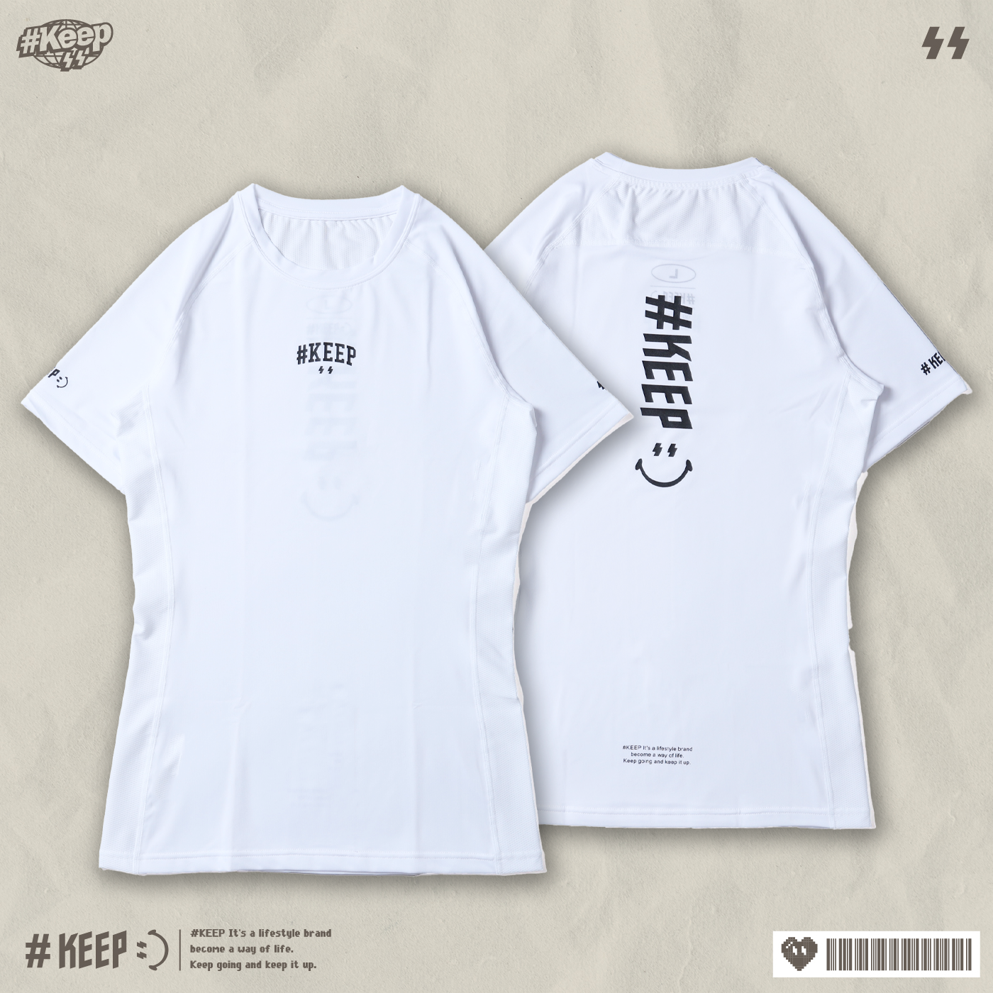 #KEEP VERTICAL-LOGO TIGHT TEE 白色 黑色 印花 打底 防曬 吸汗 訓練 運動 直立LOGO 短袖 束衣【KS343】