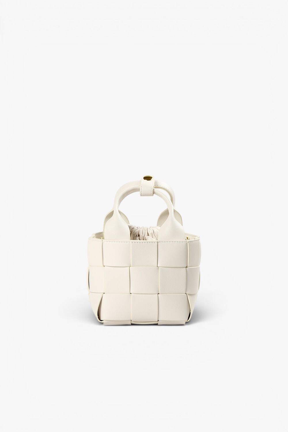 Nest S 牛皮編織方型小包 白色