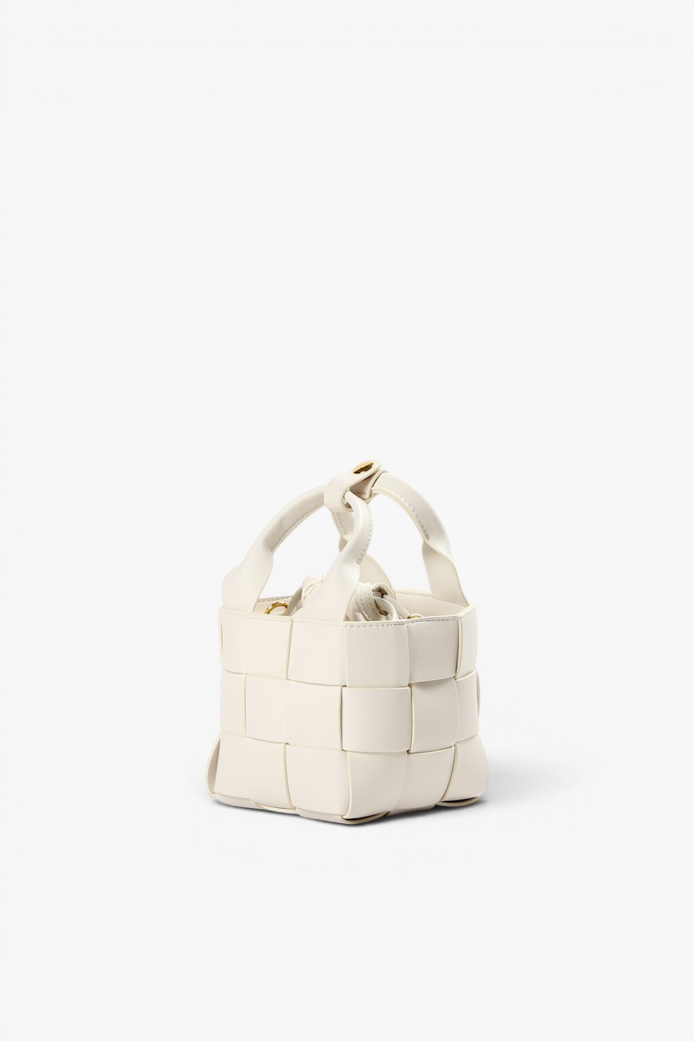 Nest S 牛皮編織方型小包 白色