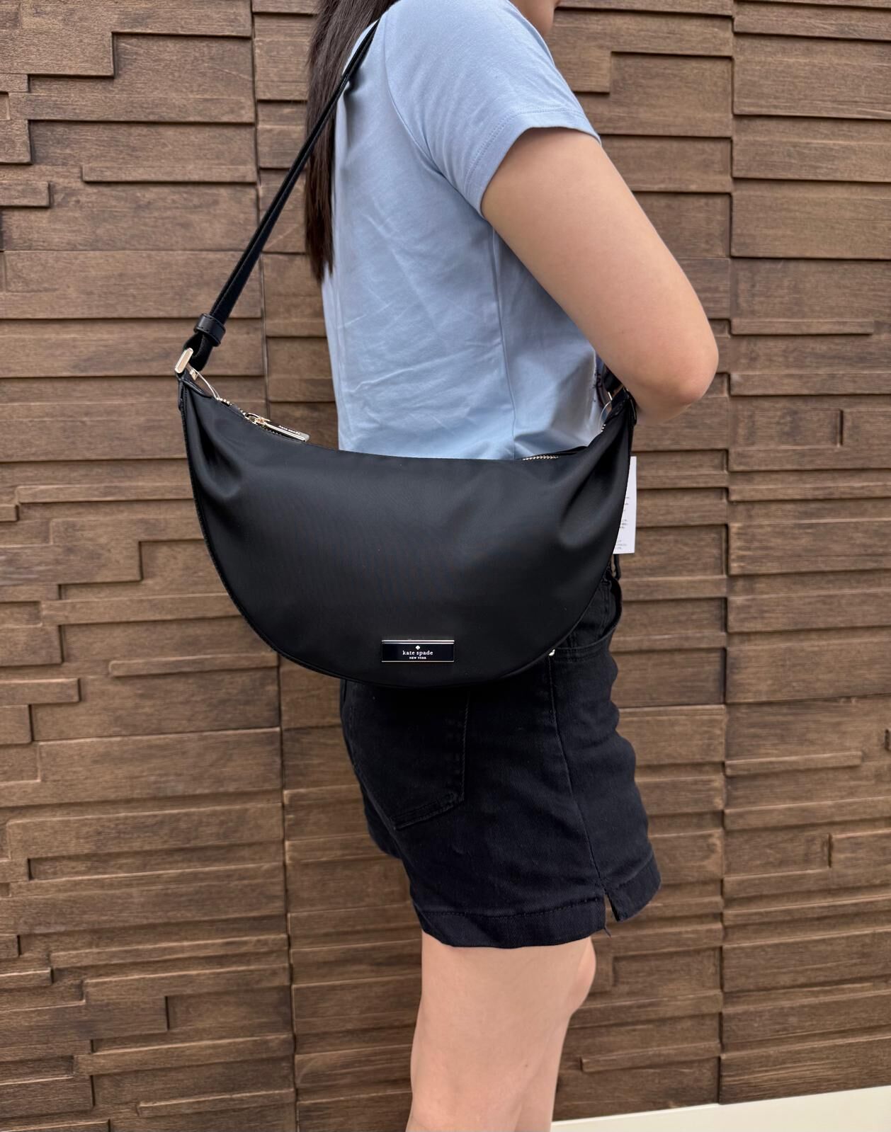 LYS01680 Kate spade 超輕身尼龍半月袋黑色