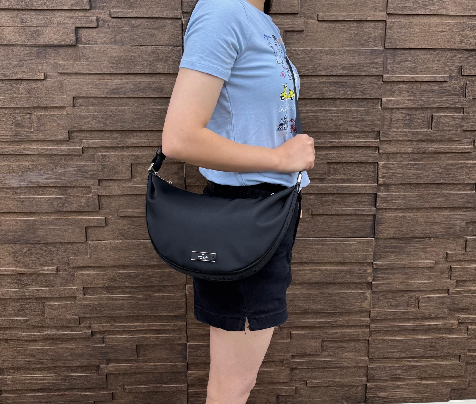 LYS01680 Kate spade 超輕身尼龍半月袋黑色