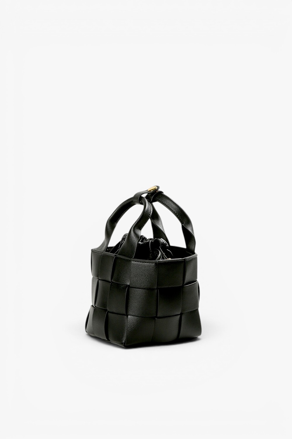 Nest S 牛皮編織方型小包 黑色