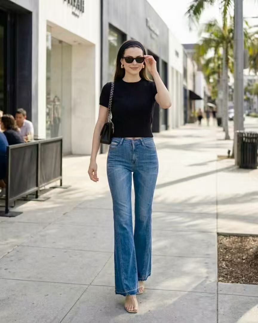 HL3065 蘇蘇包邊美式水洗喇叭牛仔褲