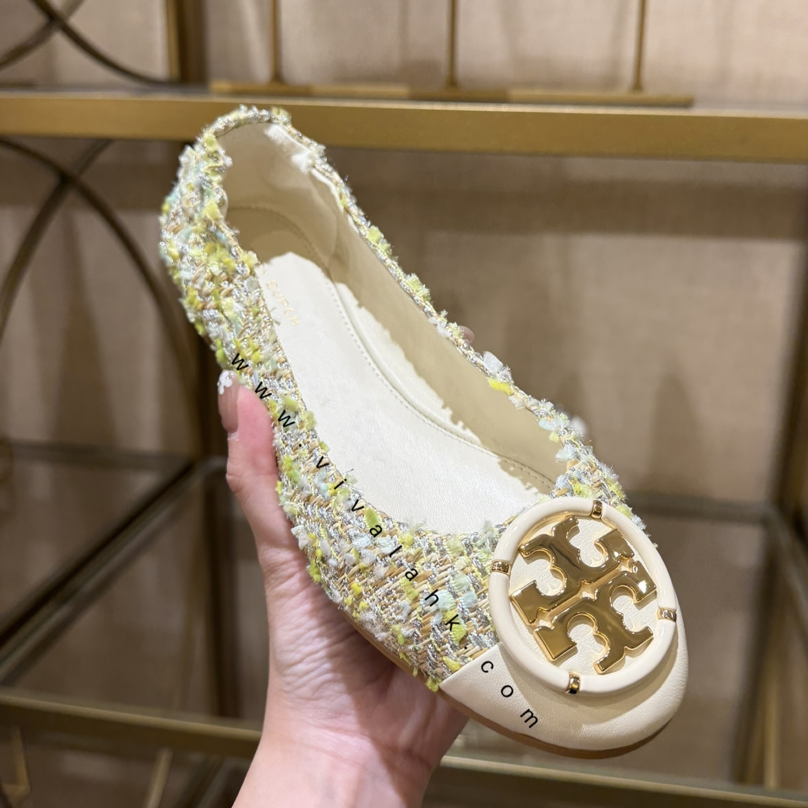 Tory Burch - Multi Logo 芭蕾平底鞋 (Tweed) (180611)