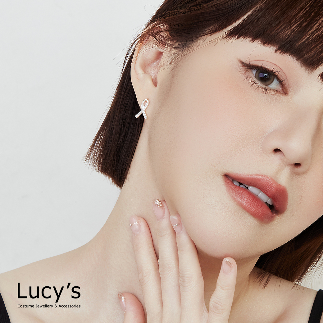 925純銀 閃耀緞帶 耳環 (82027)