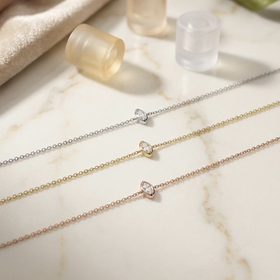 18K金泡泡鑽石手鏈  - 馬眼形