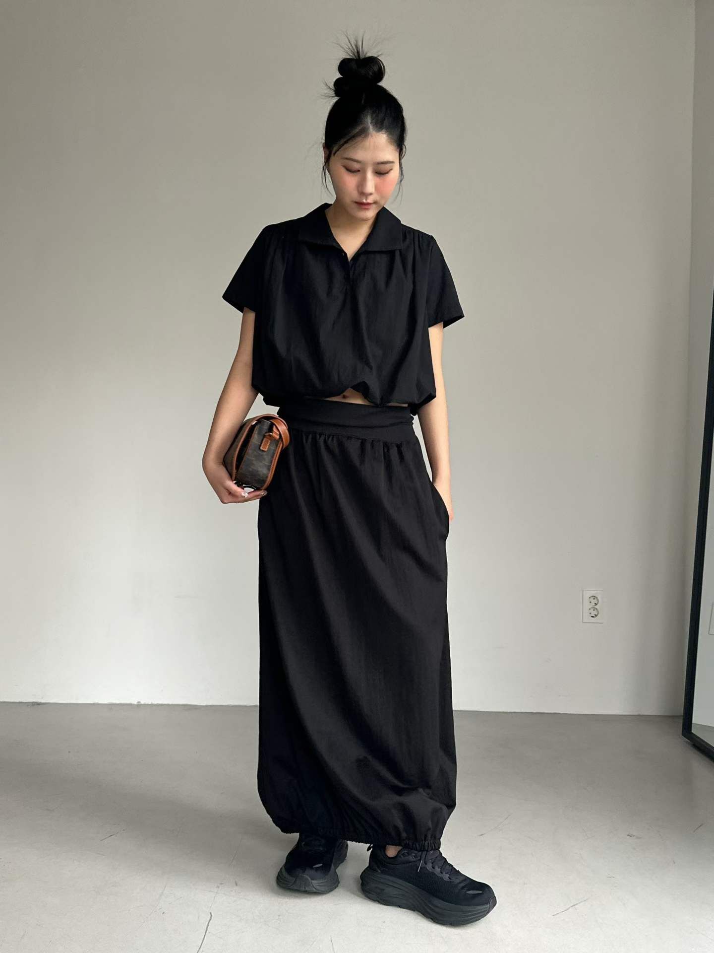 PN6102 腰封泡泡長裙