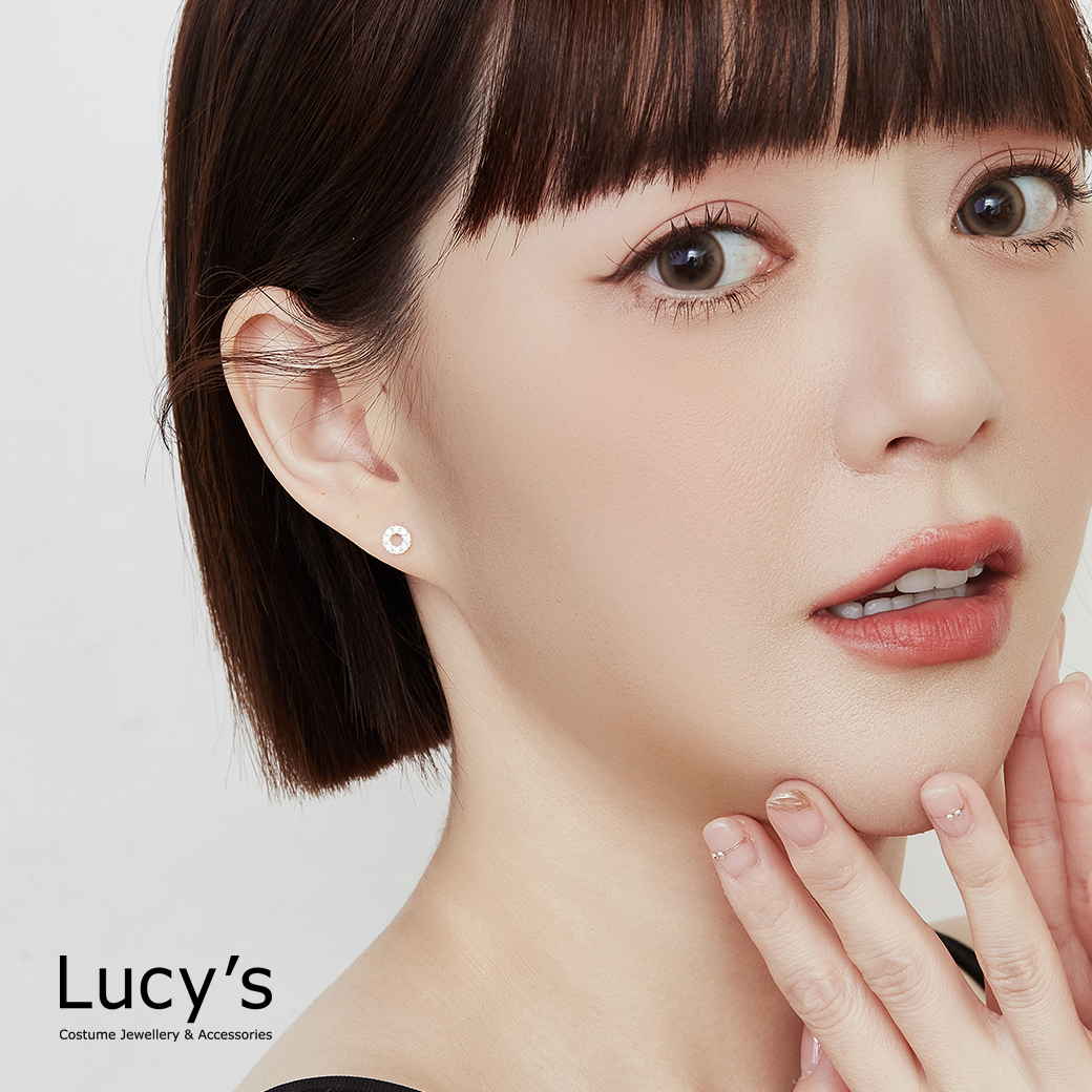 925純銀 滿鑽圓圈 耳環 (126486)