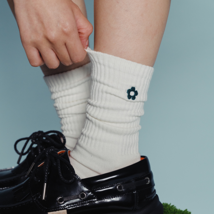 HANA Cotton Tube Socks｜White｜Hong Kong Original Design