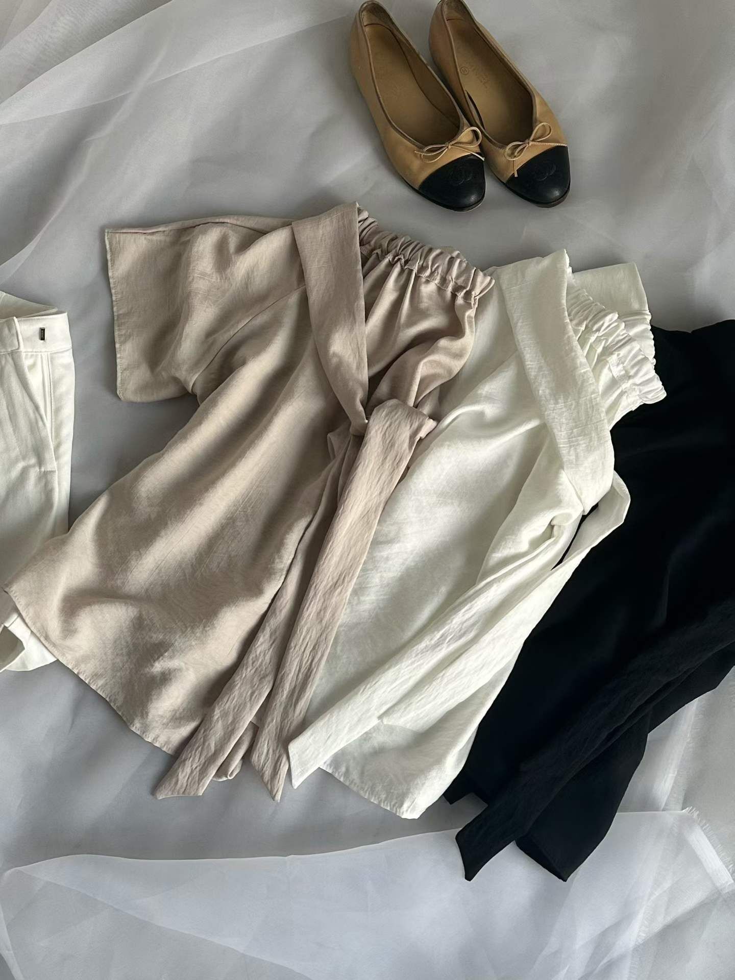 PN6106 紋理感後綁帶上衣