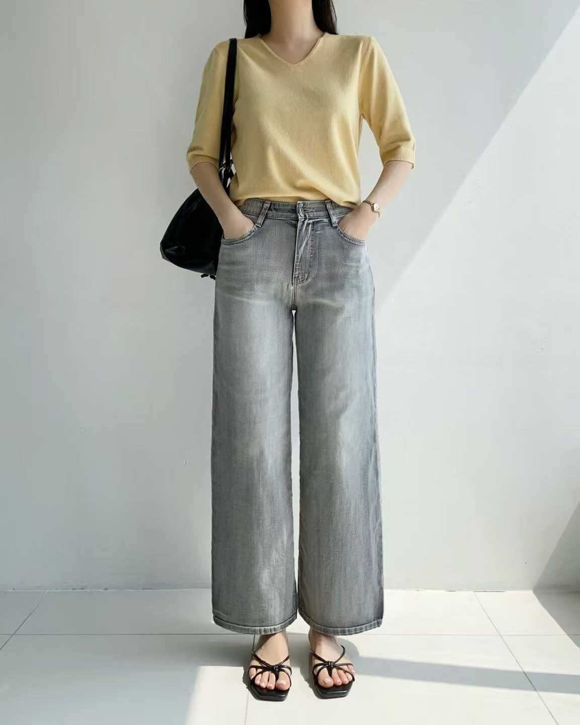 HL3066 低飽和慵懶風直筒垂感牛仔褲