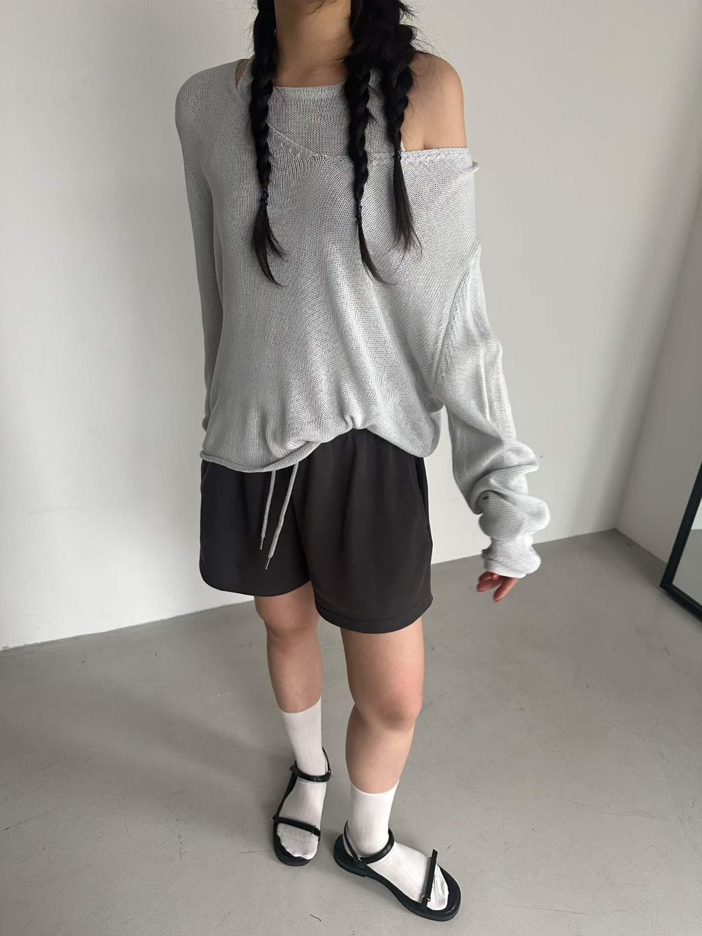 PN6108 韓系layer必備!入肩薄針織套裝