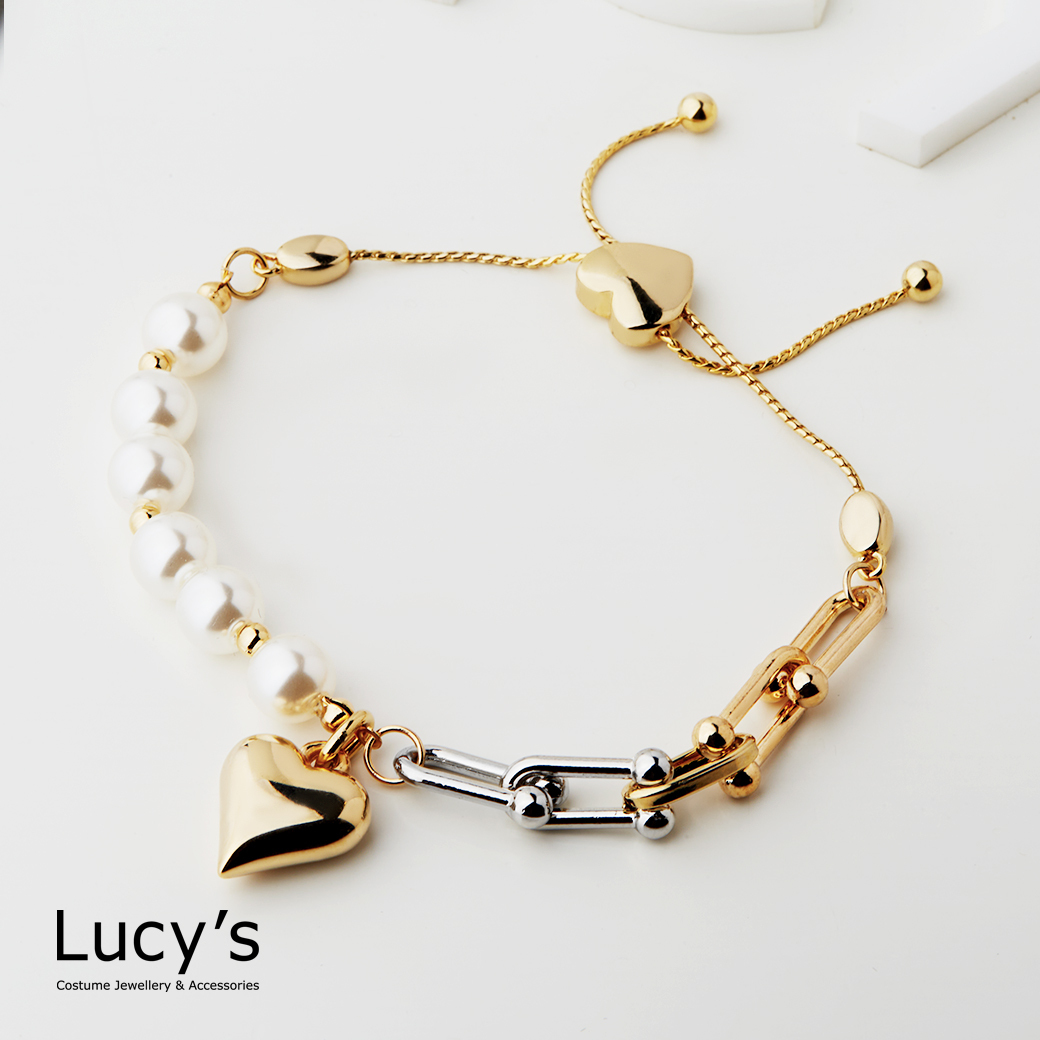 珠光心鏈 抽繩手鍊 (128041)